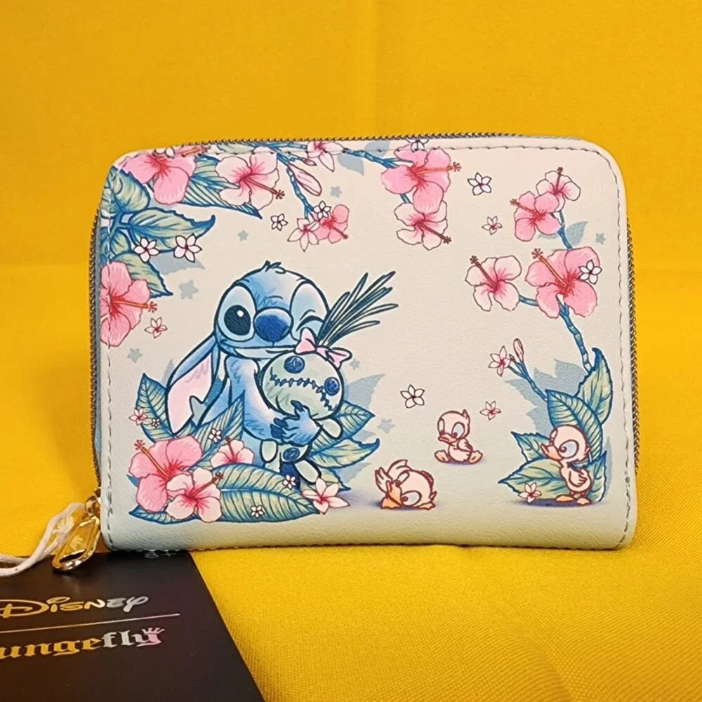 Loungefly Disney Lilo and Stitch Scrump Ducks Ducklings Floral Zip Wallet NEW